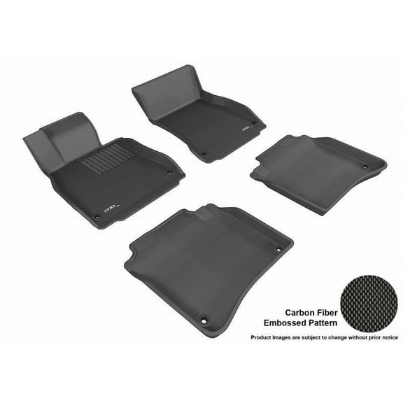 3D MAXpider 2014-2020 Fits Mercedes-Benz S Class W222 Kagu 1st Row 2nd Row Black Carbon Fiber Embossed Pattern Floor Mat L1MB04601509