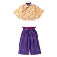 thumbnail image 4 of TZEWGL Floral Print Short Sleeve Shorts Kimono Pajamas Robe Clothes Outfit Sets For Girl Home And Outside Wear For Toddlers size, 4 of 5
