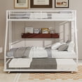 thumbnail image 2 of Miniyam Twin over Full Metal Bunk Bed with Trundle, Square Tube Frame, Space Saving Bunk Bed with Ladder, White, 2 of 7