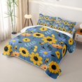thumbnail image 3 of Erosebridal Rustic Sunflower Botanical Quilt King for Girls, Cute Bee Animal King Coverlet Set, 3pcs, 3 of 7