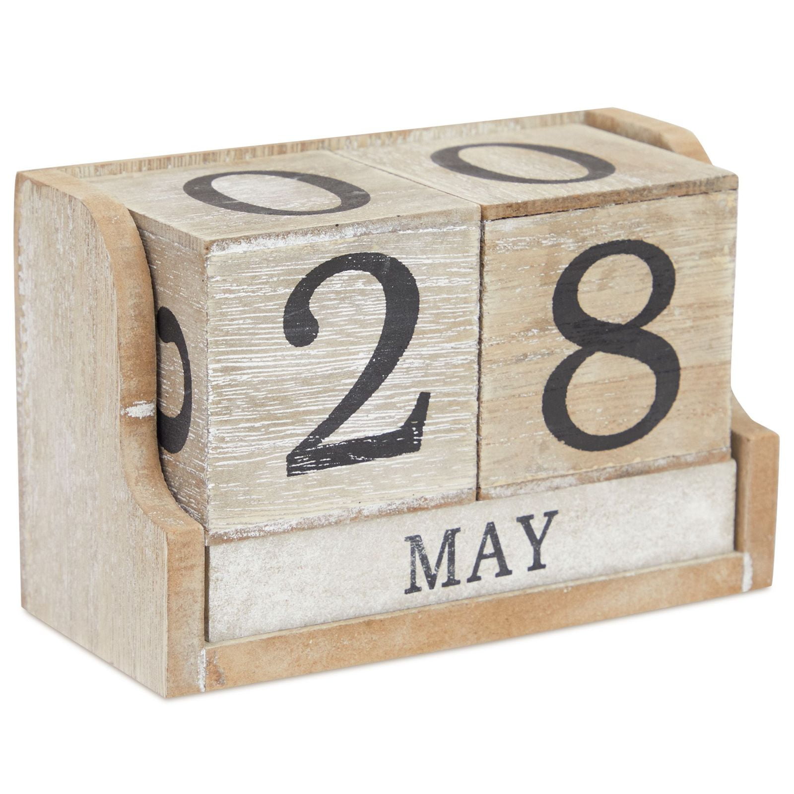Vintage Style Perpetual Desk Calendar Wooden Blocks for Home Decor 