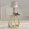 thumbnail image 7 of O&K FURNIYURE Modern Glass End Table, Round Side Table with Gold Metal Frame, 24'' Accent End Table for Couch and Living, Bedroom, Office, 7 of 7