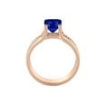 thumbnail image 4 of 2.20 ctw Lab Created Blue Sapphire Ring with Diamonds 14K Rose Gold Bridge Channel set Princess, 4 of 4