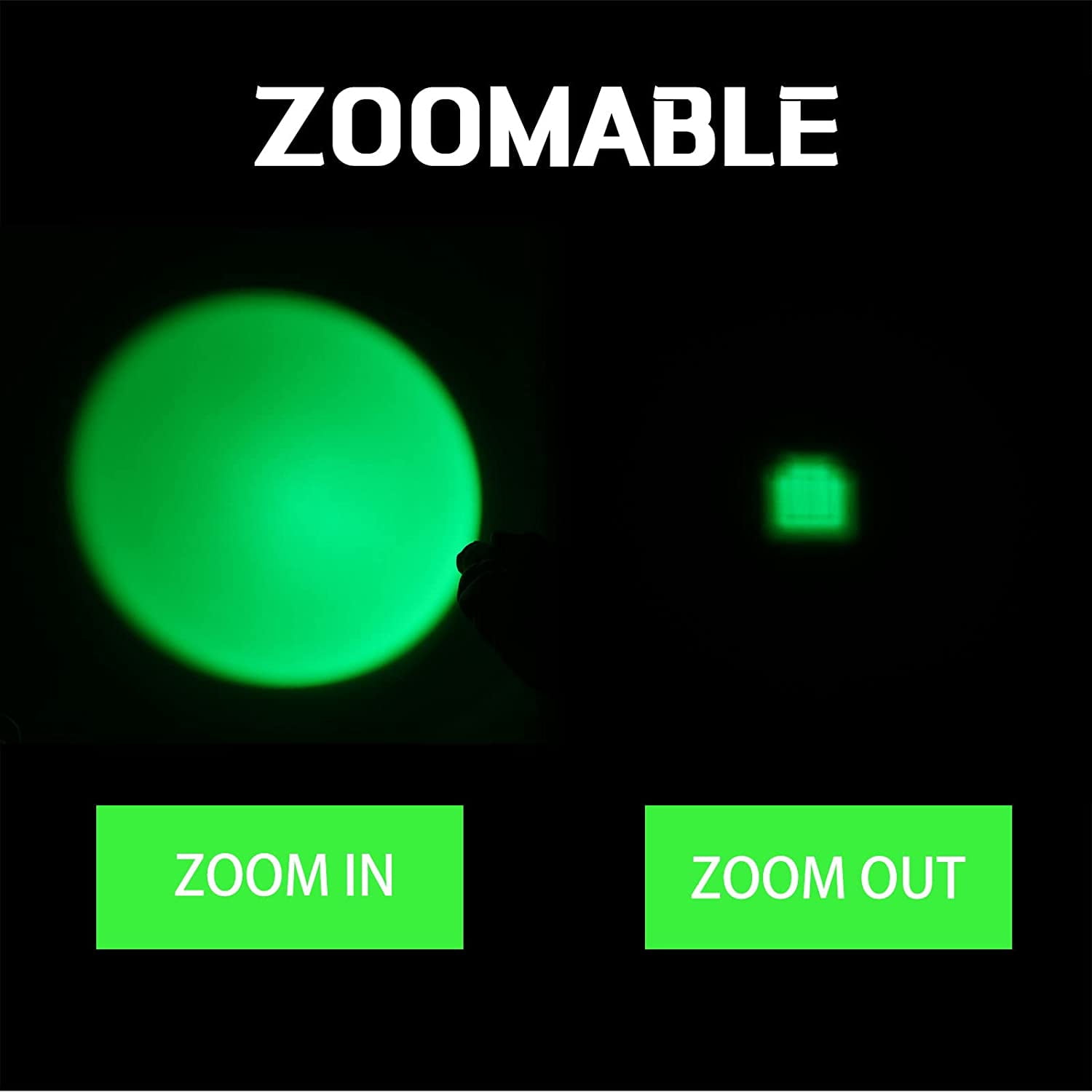 ABPETE 4 Packs Hunting Light Flashlights LED Torch with 3 Modes LED Zoomable Scalable Light Flashlight Torch for Fishing Hunting Night Observation, Batteries Not Included(Green)