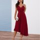 thumbnail image 4 of Vestido Largo De Verano Vestido largo elegante con escote en V profundo Traje diario asimétrico sin espalda (Rojo M) Cgtredaw Para estrenar, 4 of 6