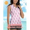 thumbnail image 6 of Pink Argyle Sleeveless Golf Shirts For Women Moisture Wicking Sports V-Neck Polo Lightweight Quick Dry Womens Tank Tops 3XL, 6 of 9