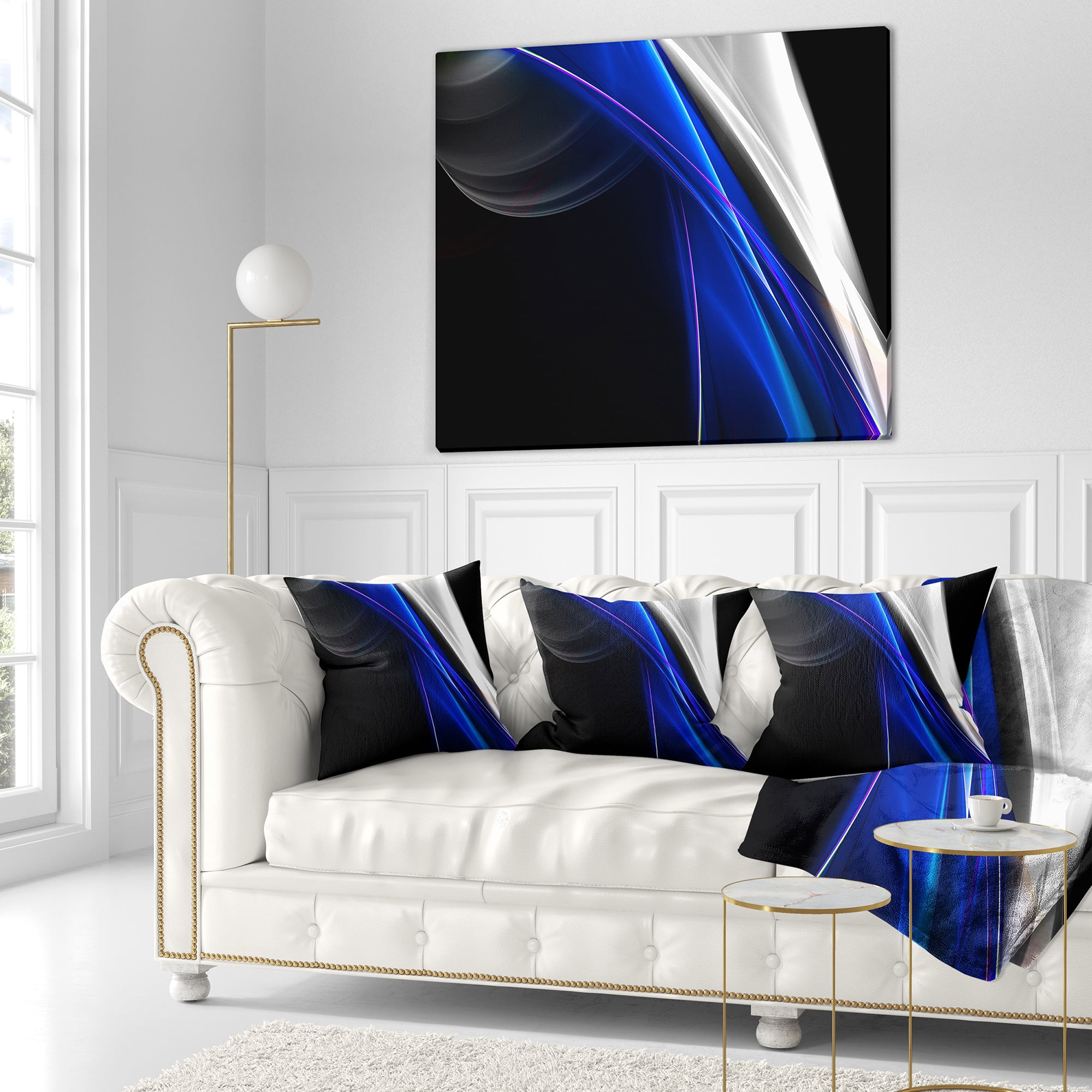 Designart Glittering Blue Pattern - Abstract Throw Pillow - 18x18