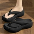 thumbnail image 2 of oqasdz Womens Slippers Summer Thick Sole Soft Non Slide Flip Flops Outdoor Beach Vacation Solid Color Slippers Casual Wear,Black, 2 of 7