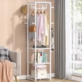 thumbnail image 2 of Freestanding Coat Rack  with Shelves, Corner Hall Tree with 4 Shelves and 8 Hooks Rustic, 2 of 5