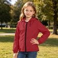 thumbnail image 4 of FRSASU Girl's Waterproof Hooded Windbreaker Jacket Zip‑Up Long‑Sleeve Drawstring Hood & Elastic Cuffs Rain Coat for 5‑16 Years Red, 4 of 9