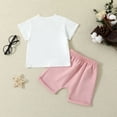 thumbnail image 3 of ZEHJUHAN Baby Girls' Casual 2-Piece Set Short Sleeve Letter Print Tee & Elastic Drawstring Waist Pocket Shorts Pink，0-3M, 3 of 12