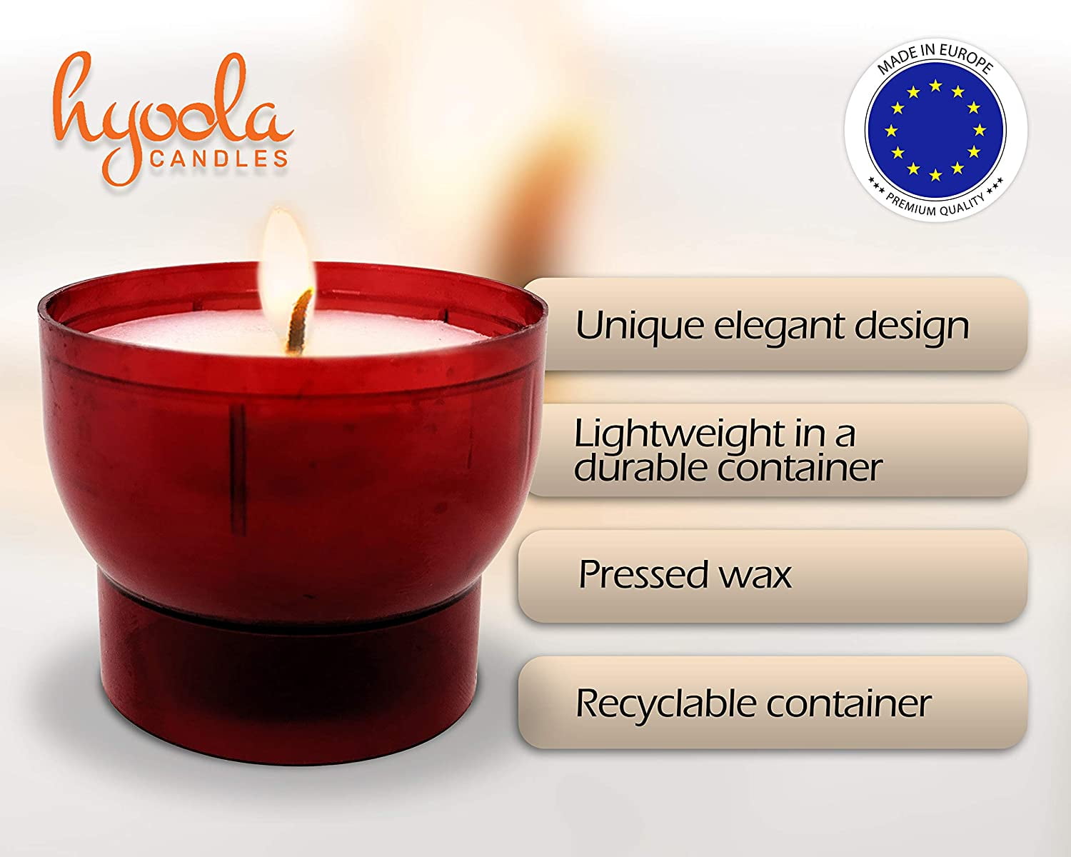 Hyoola Unscented 7 Hour White Votive Candles in Red Plastic Cups, Paraffin Wax with Cotton Wicks, 25-Pack