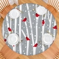 thumbnail image 2 of Gray Christmas Cardinal Bird Pattern Round Fitted Tablecloth with Elastic Edge,Dining Table Cover Waterproof,Outdoor Round Tablecloth for Camping,Dining,Indoor and Outdoor, 2 of 7
