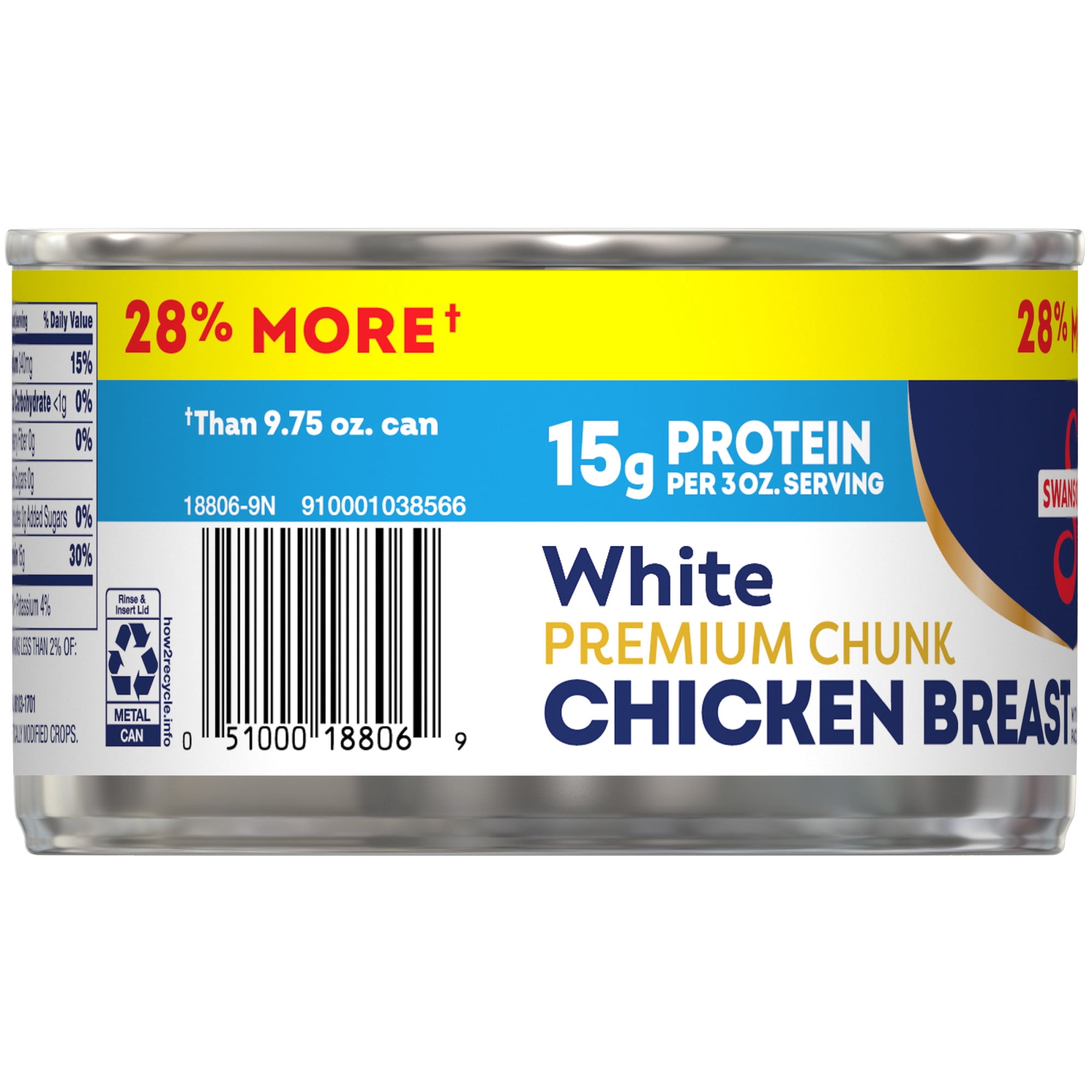 (12 pack) Swanson White Premium Chunk Canned Chicken Breast in Water, 12.5 oz Can
