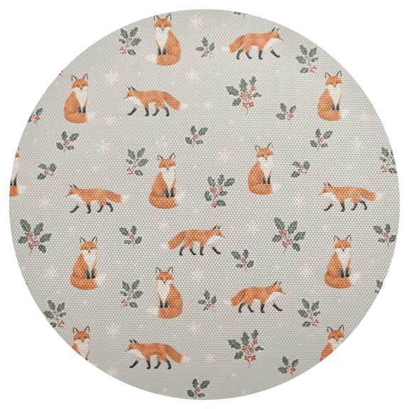 Fox Round Placemats Set of 6 Woven Non-Slip Washable Heat Resistant Table Mats 15.4 Inch for Kitchen Dining Decor