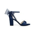 thumbnail image 3 of BLISSFUL STEP Women's Mesh Bow Heels Ankle Strap Open Toe Block Heel Sandals Navy Blue 7, 3 of 7