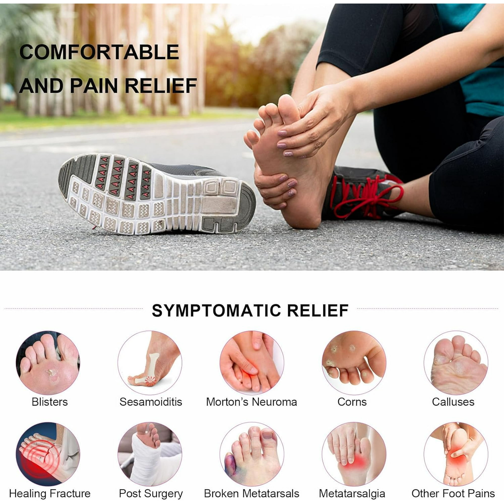 20 pcs Felt Metatarsal Pads for Women and Men Adhesive Forefoot Pads Forefoot Cushion Pads Ball of Foot Cushion Foot Pads for Forefoot and Sole