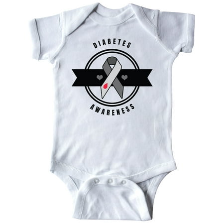 

Inktastic Diabetes Awareness with Ribbon and Hearts Gift Baby Boy or Baby Girl Bodysuit