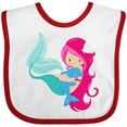 thumbnail image 3 of Inktastic Cute Mermaid, Little Mermaid, Pink Hair, Dolphin Girls Baby Bib, 3 of 4