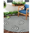 thumbnail image 3 of Unique Loom Outdoor Modern Collection Area Rug - Nyx (6' 1" Round Black and White), 3 of 10