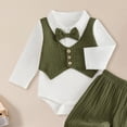 thumbnail image 5 of Emitonse Baby Boy Clothes Wedding Outfit Boys Formal Vest Suit Babys First Birthday Gentlemans Bow Tie Overalls Suit Piano Performance Outfit AG,Size 6-9 Months, 5 of 5