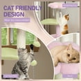thumbnail image 2 of 33in Cat Tree, Multi-level Cat Tower with Cat Scratching Post with Curved Perch, Cozy Cat Condo, Padded Top Bed for Kittens and Indoor Cats, Pink & Green, 2 of 9