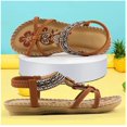 thumbnail image 2 of ATTOE Sandales Rétro pour Femmes Mode Imprimé Fleur Chaussures de Couture Design Strass Sandales d'Été Bande Élastique Douce (Couleur : Noir, Pointure : 10), 2 of 3