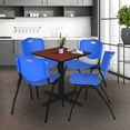 thumbnail image 2 of Regency Cain Small 30 in. Square X-Base Breakroom Table- Cherry & 4 M Stack Chairs- Blue, 2 of 8