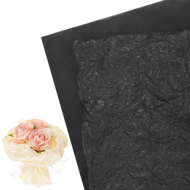 Uxcell Papel de Envoltura Floral de 18 Hojas para Ramos y Regalos, Impermeable Negro