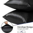 thumbnail image 5 of Satin Pillowcase Queen Pillow Cases Set of 2 Silky Pillow Cover with Envelope Closure,Black 20x30 inches MYDOMIC, 5 of 9