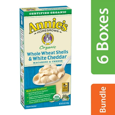 (6 Pack) Annie's Organic Whole Wheat Shells & White Cheddar Mac & Cheese 6 (Best Tasting Whole Grain Pasta)