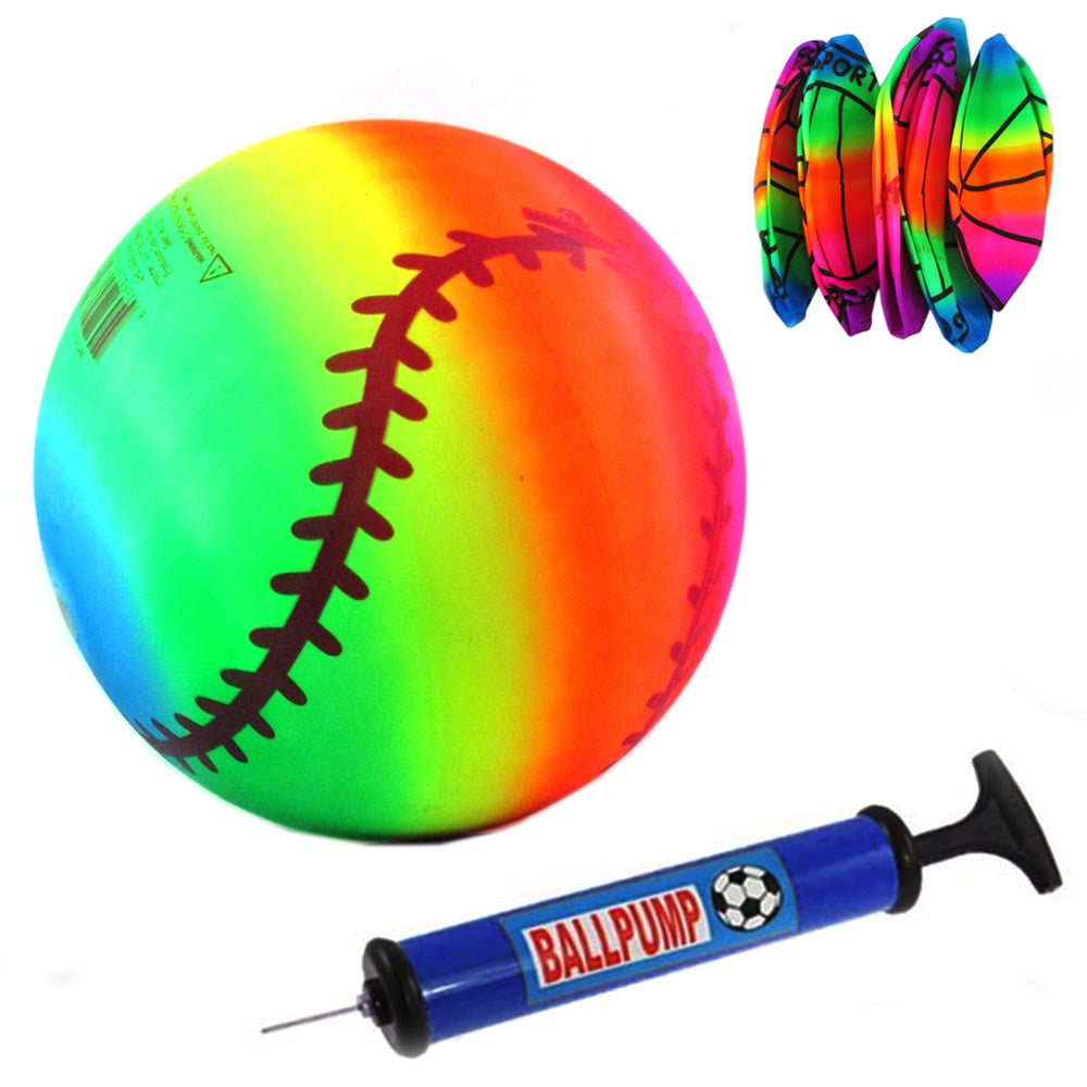 10" Neon Rainbow Stars & Spots Inflatable Ball NEW in bag 