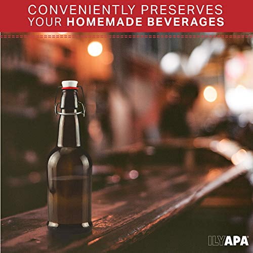 16 oz Amber Glass Beer Bottles for Home Brewing 12 Pack with Flip Caps