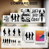 6 PCS People Scenes Silhouettes Stencils 7.9×7.9 Inches Man Women Reusable Stencils Human Figure Student Drawing Templates with Paint Brush for Wood Furniture Wall Canvas