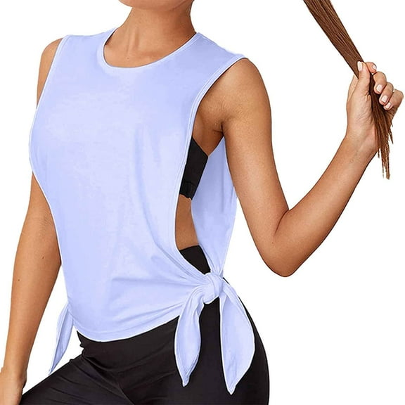 Women Summer Tops Women's Loose Lightweight And Breathable Training Running And Fitness Sleeveless Sports Vest Yoga Suit Top Smock Cute Summer Shirts Bra30 Deep Neck Tops Women Yoga Sports Blue XL