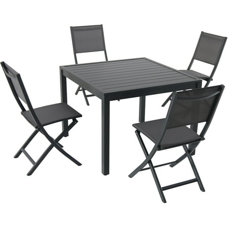 Hanover, Gray Naples 5-Piece Square Outdoor Dining Set | Stylish 38