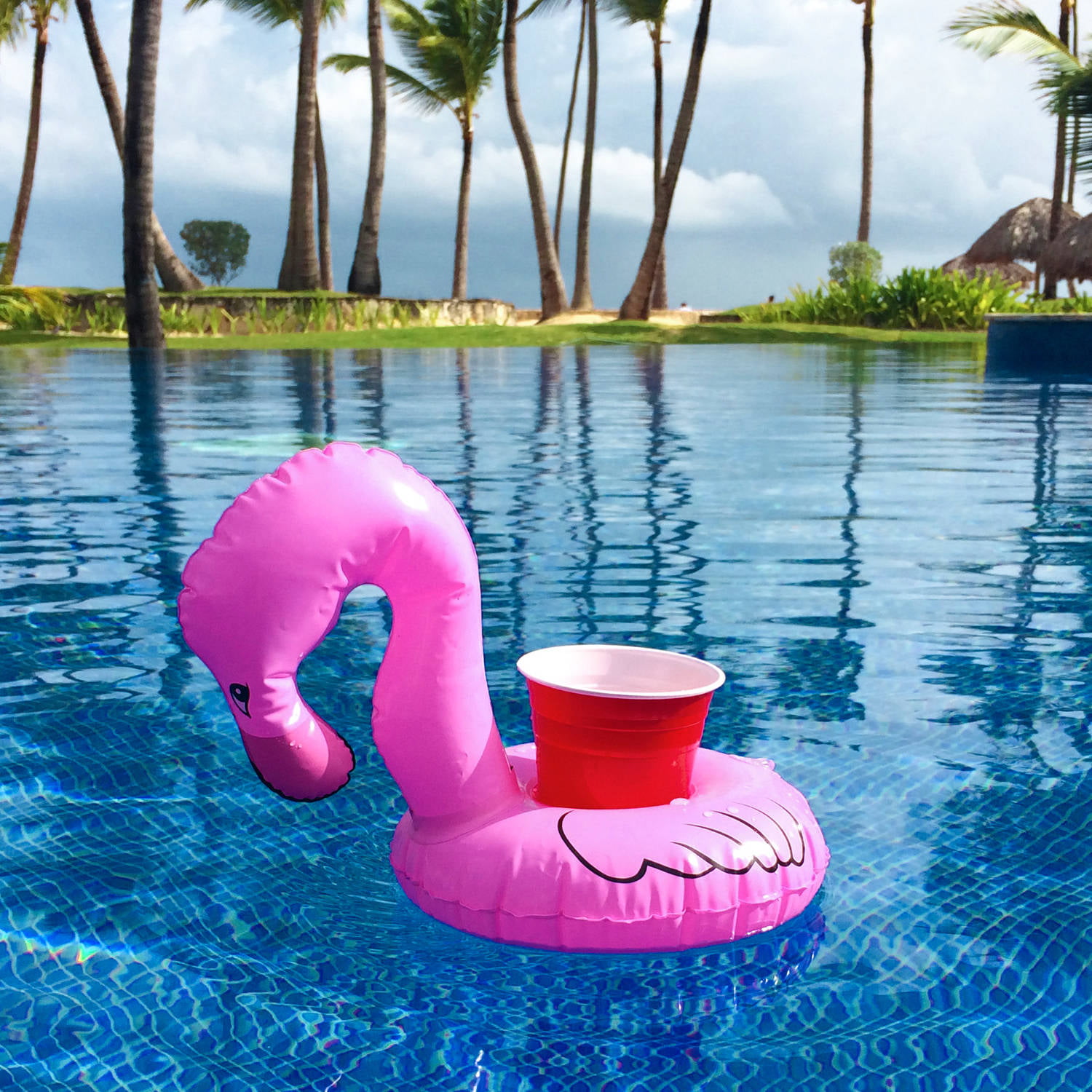 4x Inflatable Pink Flamingo Floating Drink Can Holder Hot Tub Pool Bath Assesory 