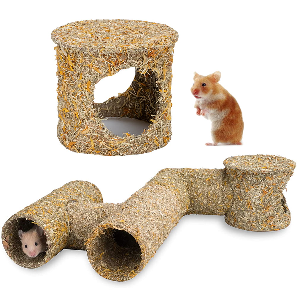 Ohomr Hamster Tunnel Natural Tube Diy Burrow Hideout Toy Composable for Fun Exercise Small Pet Mouse Gerbils Mice Style5