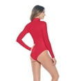 thumbnail image 4 of Natural Uniforms Long Sleeve Turtle Neck Body Suit-Breathable Cotton Stretch Leotard(Red, X-Small), 4 of 6