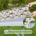 thumbnail image 6 of Beige Highland Cow Fence Daisy Pattern Square Fitted Tablecloth with Elastic Edge,Square Table Cover,Washable Elastic Table Cover for Home Kitchen Party Decor 34"x34", 6 of 6