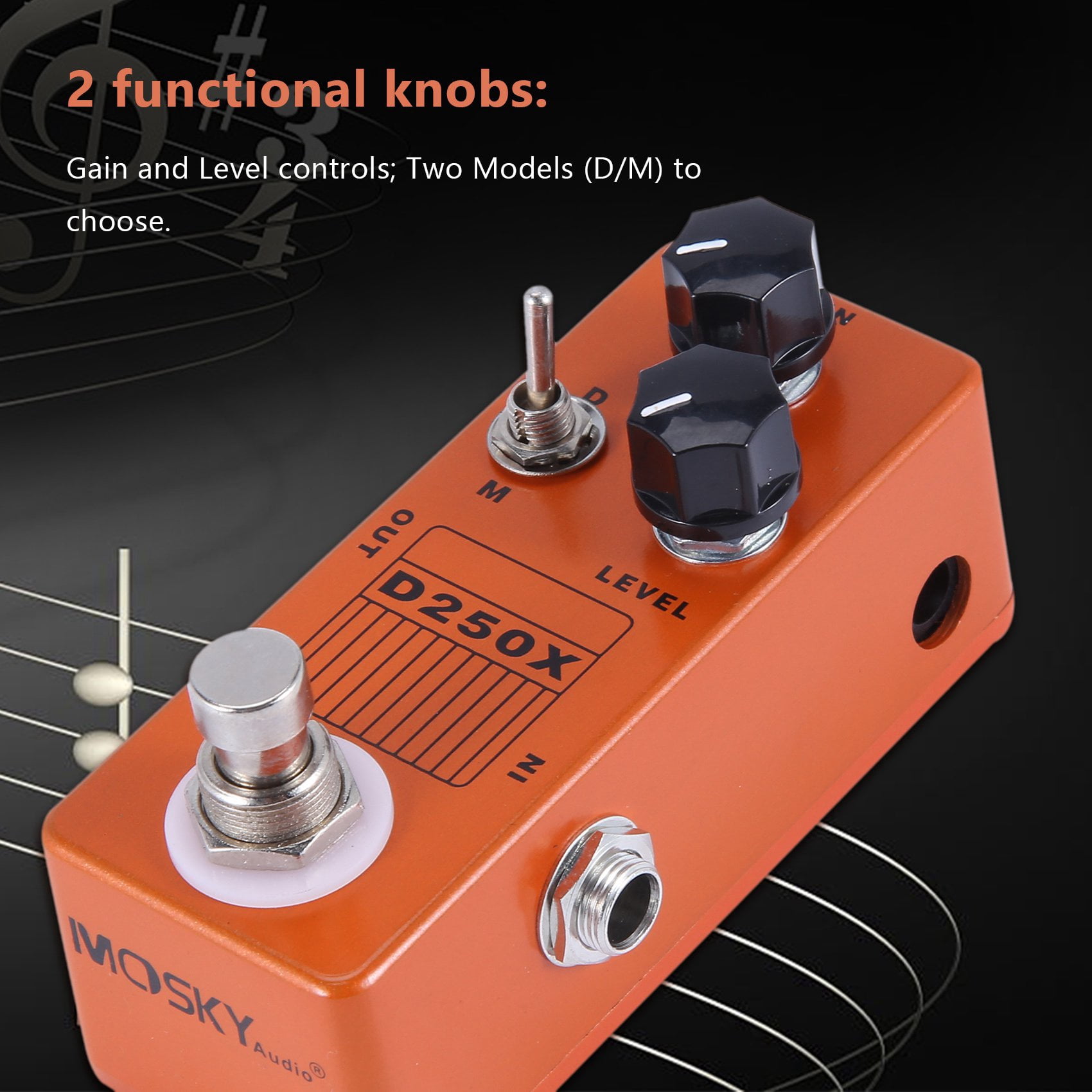 D250X Mini Overdrive Preamp Guitar Effect Pedal with True Bypass Switch