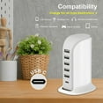 thumbnail image 4 of Charging Station For Multiple Devices 40W , Wall Charger Block 5 USB Ports(Shared 6A), Tower Charging Station with Type-C 3A for iPhone iPad Tablets Smartphones, Home Office Use, Travel Accessories, 4 of 7