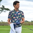 thumbnail image 2 of Kdxio Dinosaur Print Men's Short Sleeve Polo Shirt,Midweight Men's Shirt, 2 of 6