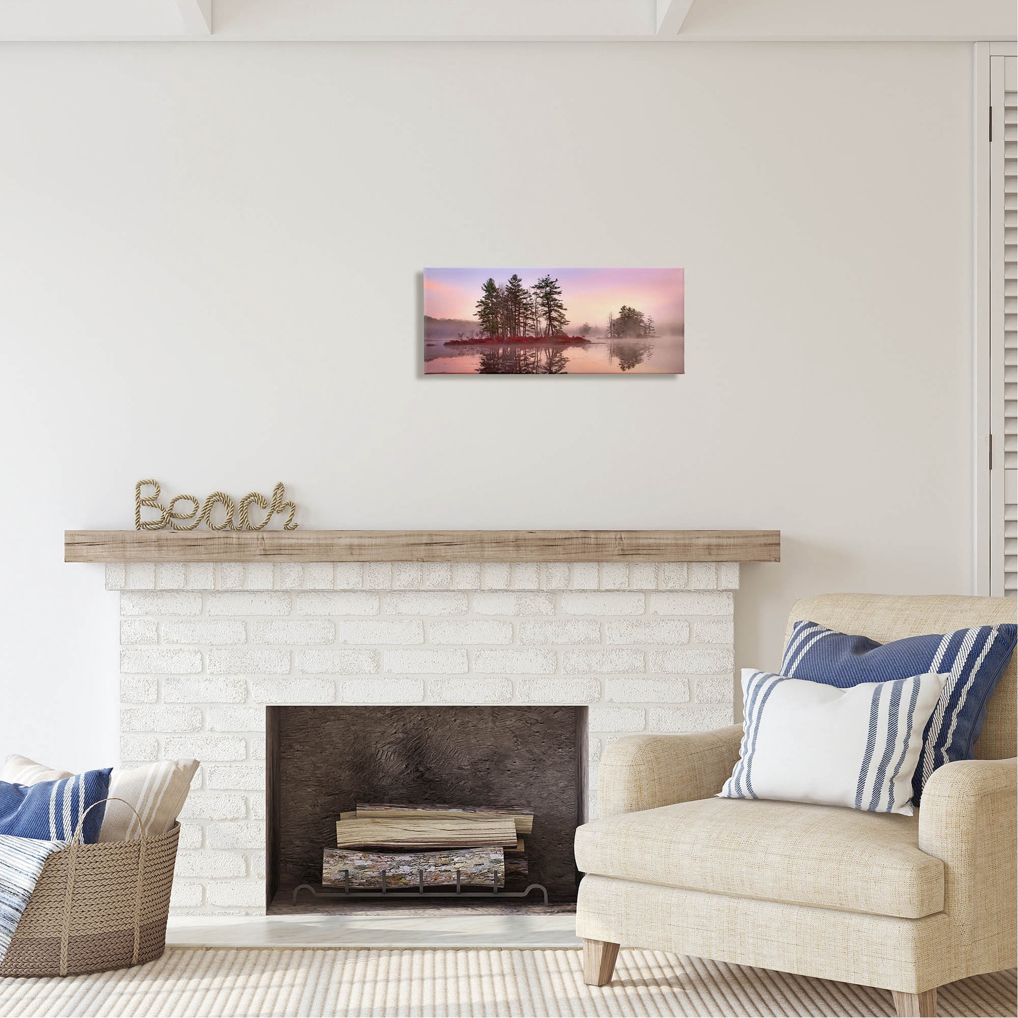 Stupell Industries Lake Island Trees Sunrise Sky Coastal Photography Gallery Wrapped Canvas Print Wall Art