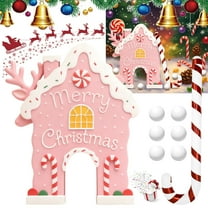 Reindeer Christmas Party Mini Golf Game Set, Gingerbread Themed Golf Game with Candy Canes and 6 Balls, Portable Holiday Activity for Main Doors and Parties, Perfect Gift, Pink, 1set