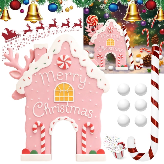 Game Set Santa Claus Christmas Party Mini Golf Game Set with Candy Canes and 6 Balls Portable Gingerbread Golf for Family Holiday Fun,Pink 8Pcs JASKFLY