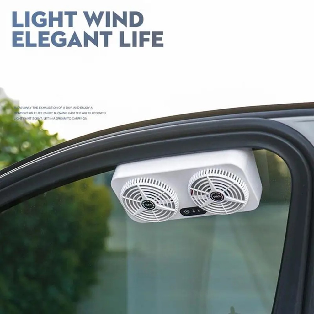 Car Ventilation Cooling Fan for Window Solar Powered Ventilator USB Rechargeable
