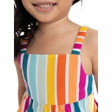 Wonder Nation Toddler Girls Cotton Poplin Striped Peplum Top and Short Set, 2-Piece, Sizes 12M-5T