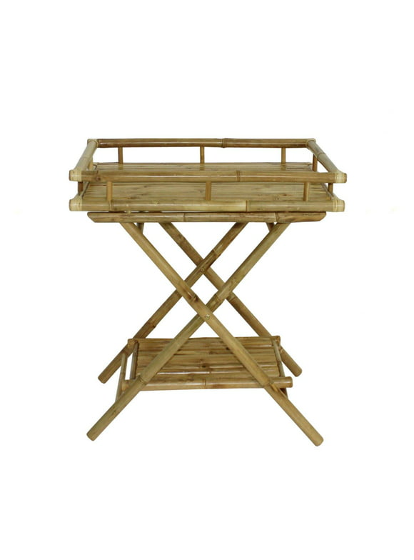 Statra Bamboo Outdoor Butler Table With Removable Serving Tray