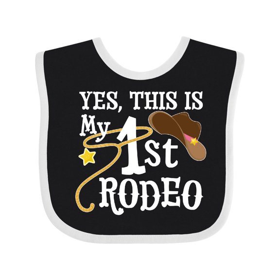 Inktastic Yes, This is My 1st Rodeo Cowboy Hat and Lasso Boys or Girls Baby Bib